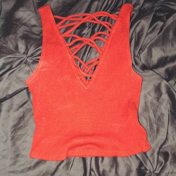 🌸lace up criss cross crop top - Picture 1 of 2